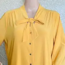 Anne Klein Cezanne Yellow Tie Neck Blouse