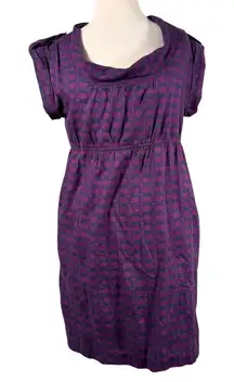 Fossil Women's XL Purple Geometric Cowl Neck Knee Length Dress