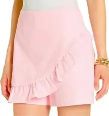 Lilly Pulitzer Faye Ruffled Skort in Capri Coral Pink & White Seersucker Size 6