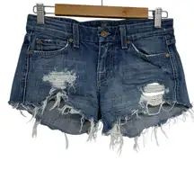 7 For All Mankind A Pocket Cut Off Short Denim Shorts 25