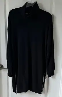 Fifteen Twenty Black Cowl Neck Hoodie with Zipper Accents