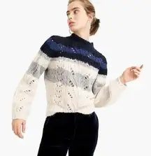 J.Crew ✨  Sweater Big Sur Alpaca Knit Crewneck Colorblock Navy Stripe✨