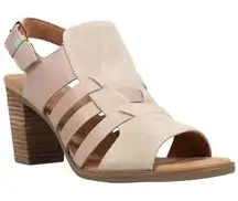 Toms Women's Majorca Woven Textile & Suede Heeled‎ Sandals Neutral Tan Size 6.5