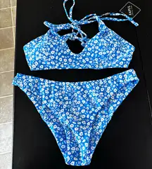 Zaful Floral Blue and White Bikini Set