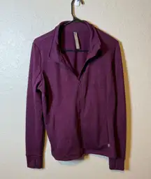 Mondetta Womens Purple Geometric Zip Up Athletic Jacket Activewear Top