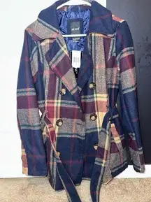 Me Jane Plaid Peacoat NWT Large