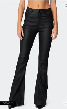 Edikted Luna Faux Leather Flare Jeans