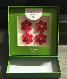 Kate Spade Red Floral Earrings with Pink Accents