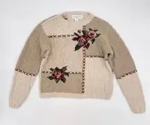 Vintage Sweater Handknit Cottagecore Momcore Linen Cotton Ramie Medium‎ Women