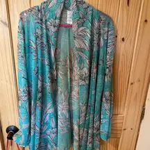 Camille + Co.green floral cardigan size XL