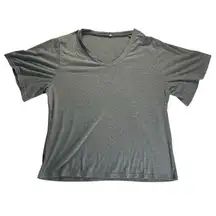 Staple Casual Women Gray V-Neck Short Flare Sleeve Tee Size XXL Casual Basic Top