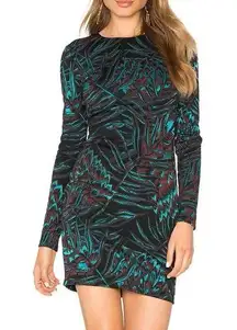 Mara Hoffman Herbarium Jacquard Fitted Long Sleeve Dress in Teal Multi