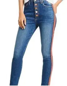 Alice + Olivia Glow-up jeans size 27. Blue with red stripes. NWT