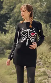 Modcloth The Love Remains Skeleton Mini Sweater Dress