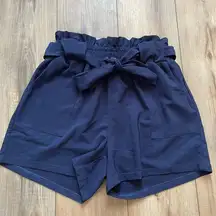 Navy Paper Bag Shorts | EUC | Size M | Pockets | Waist Tie