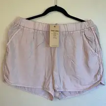 NEW! THREAD & SUPPLY Size LARGE Blush Pink Nude Elastic Waist Shorts Tencel