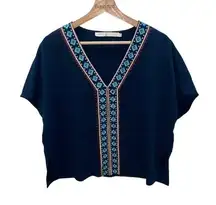 Women’s Navy Blue Embroidered Tunic