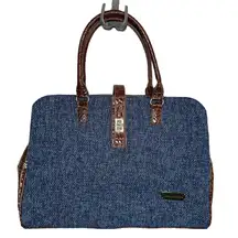 NWOT Samantha Brown Vintage Tweed Tote Blue Carry On Luggage Weekend Bag