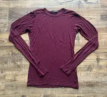 Brandy Melville Womens Burgundy Long Sleeve Shirt Soft Stretch One Size