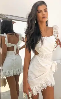 White scalloped lace embroidered eyelet white cut out dress