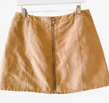 H& M Divided Suede Zipper Front Tan Womens Mini Skirt SZ 12