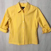 Westbound 💛  Yellow and White Button Down Striped Shirt size Small