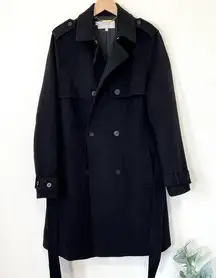 Hobbs London Trench Coat, Black Soft Wool US 12