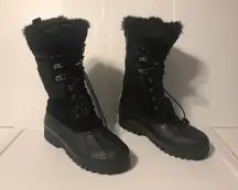 Lands’ End winter snow black insulated boots women’s size 8 B