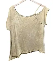 Free People Coraline Cold Shoulder Tee Shirt in Gold Oversized XS