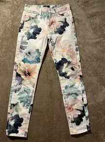 7 For All Man Kind Jeans Sz 25 Womens The  Ankle Skinny Pastel Floral Print Art