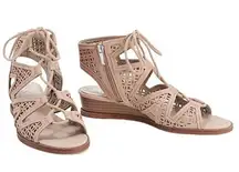 Like New Vince Camuto Leather Rollera Low Wedge Sandals - Wide Width