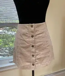 Corduroy Beige Button Up Skirt