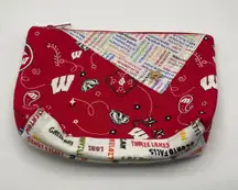 Wisconsin Badgers Red Bandana Print Zippered Pouch Cosmetic Bag Makeup Travel