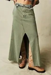 Free People FP One Kona Maxi Long Skirt Green Button Endless Summer‎ Sz M