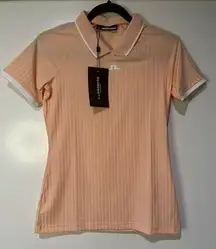 J. Lindeberg Women's Sevina Golf Polo Pale Pink Ribbed Size XS NWT Collar