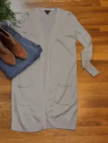 Halogen Womens XS Tan Beige Linen Open Front Long Sleeve Cardigan Corporatecore