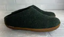 Glerups 37 Felt Slipper Shoes Womens 7 Green Wool Natural Rubber Sole Slip On