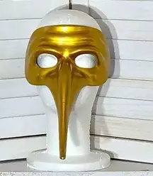 Venetian cosplay long nose mask gold Halloween costume accessory Adult OS