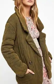 Free People Tawny Pillow Puffer Jacket Coat Washed Green Oversized Size Small