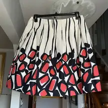 Talbots Stylish Red and Black Abstract Pattern Full Skirt Sz 12