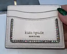 Kate Spade New York Morgan Cardholder Parchment Crystal Inlay Saffiano Leather
