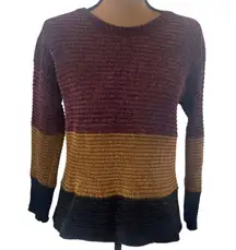 Lumiere chunky knit ribbed chenille colorblock sweater size S