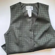 Vintage Danny & Nicole NY olive green houndstooth dress vest, size 10 tall