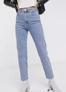 Organic Cotton Slim Mom Jeans with Stretch in Washed Blue