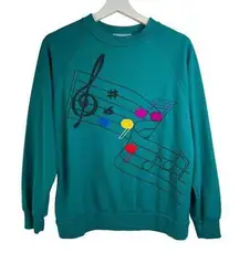 Vintage Sz L Sweatshirt Music Cliff Notes Fleece Crew Neck Long Sleeve Pullover