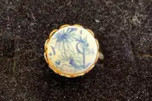 Vintage Blue and white adjustable ring