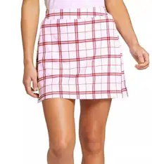 Lady Hagen 16” Woven Golf Skort Mid Rise Pink Plaid Mini Skirt Preppy Large