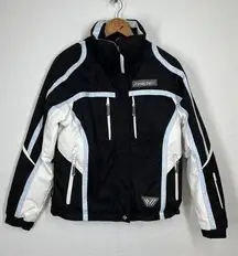 Phenix Womens Snowboarding Ski Jacket Size 10 Black White Light Blue Diaplex