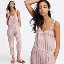 Rag & Bone Linen Pin Striped Nina Jumpsuit in Pink Size 10 Spring Summer Relaxed