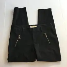 Michael Kors  MK Womens Gold Zip Front Pockets Black Ankle‎ Zip Pants Size 4 Work